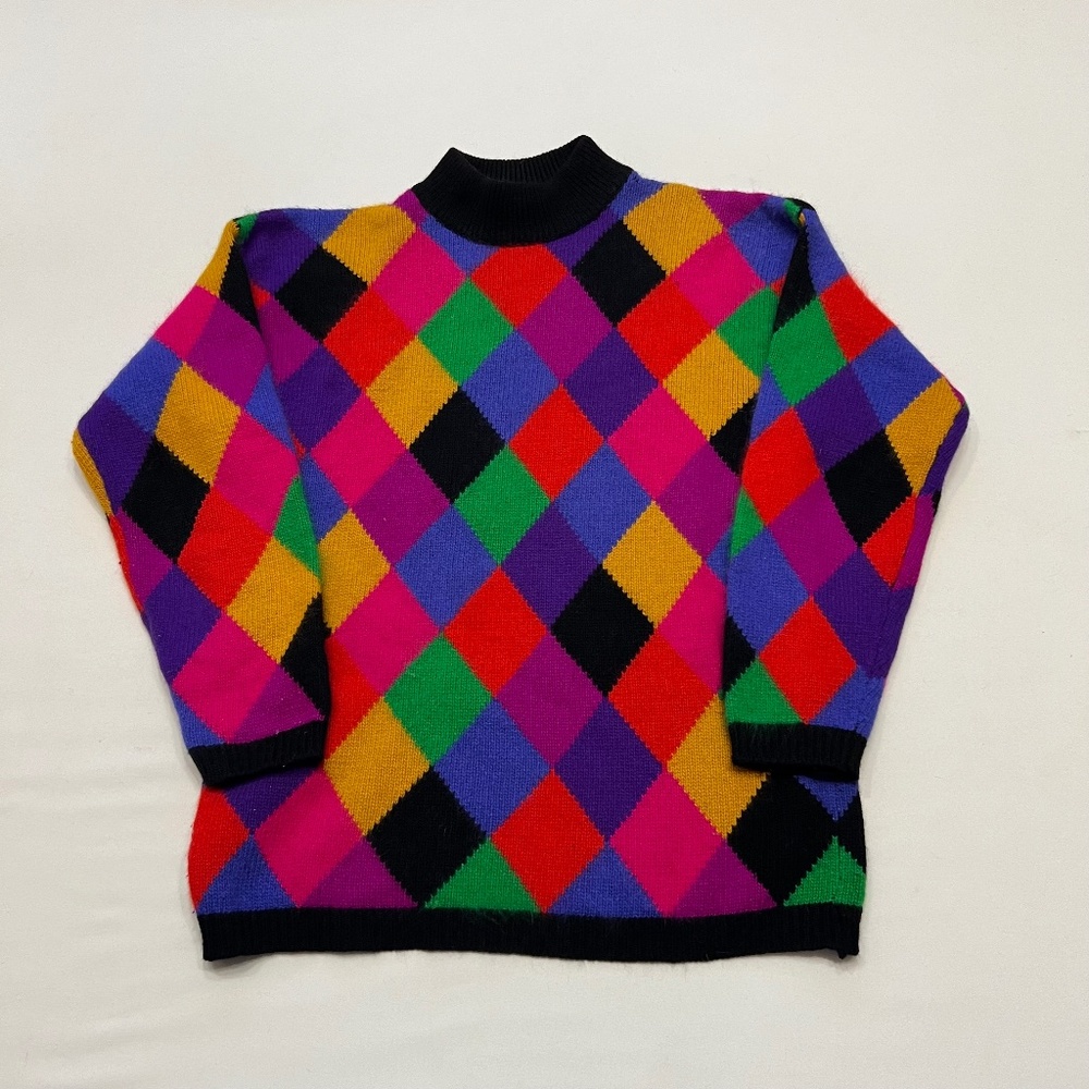 Vintage 80s Statement Sweater Size Medium Eclectic Grandma Maximalist Eclectic